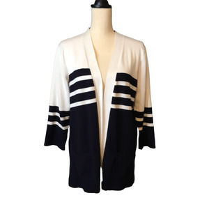 Pontelle Blue and White Striped Cardigan, Size XL